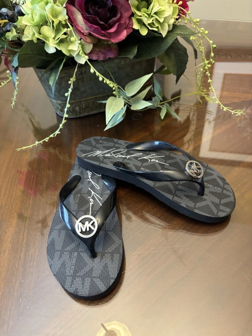 Michael Kors Black Logo Women’s Flip Flops